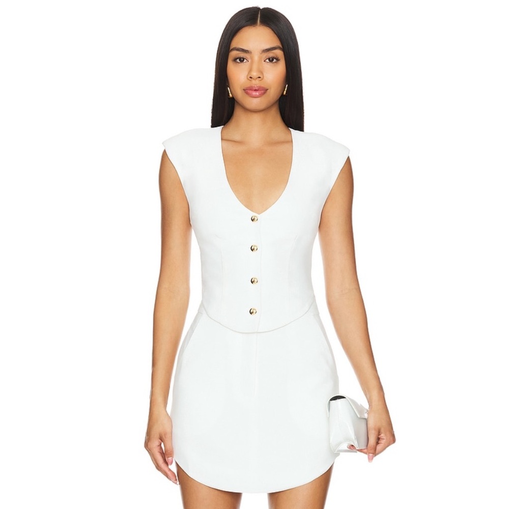 Amanda Uprichard Stevie Ivory White Elegant Rounded Mini Skirt